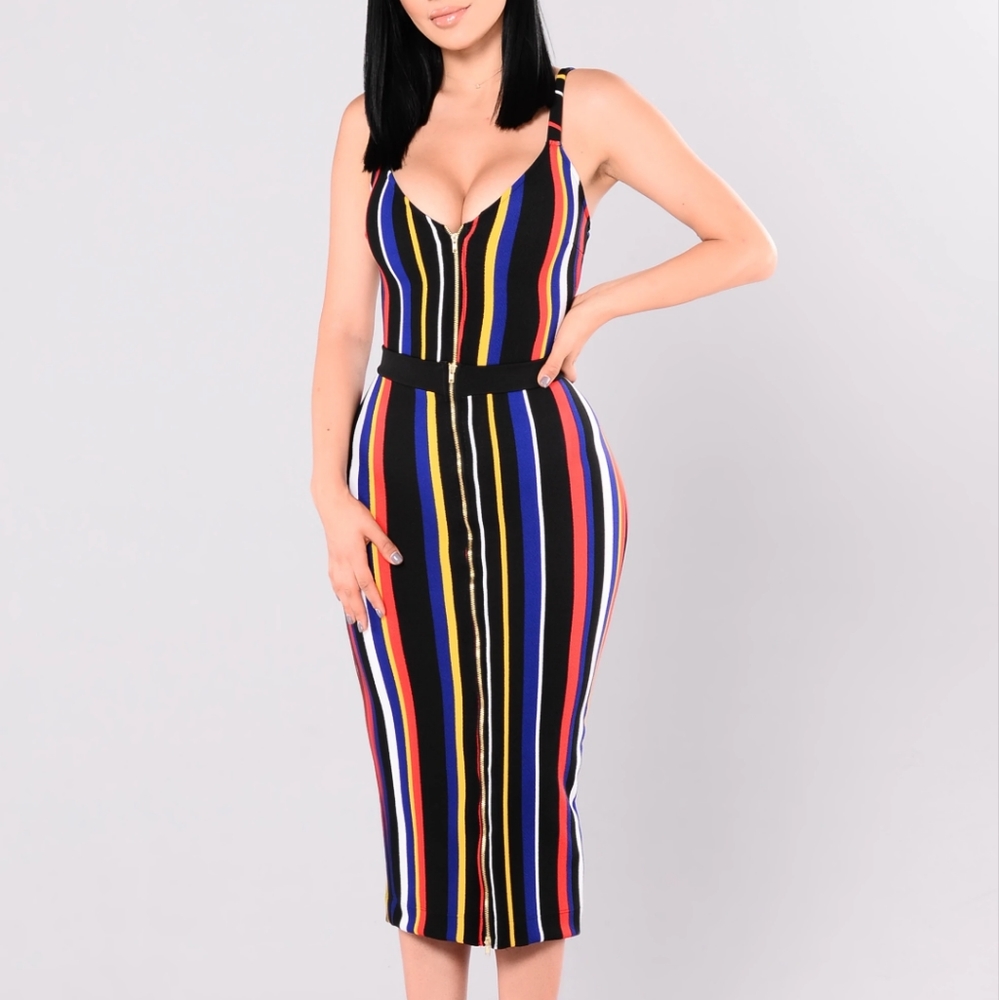 Fashion Nova Stripped Skirt Set